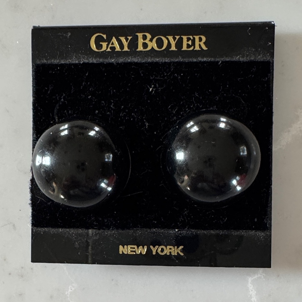Vintage Dome Black Earrings by Kay Boyer